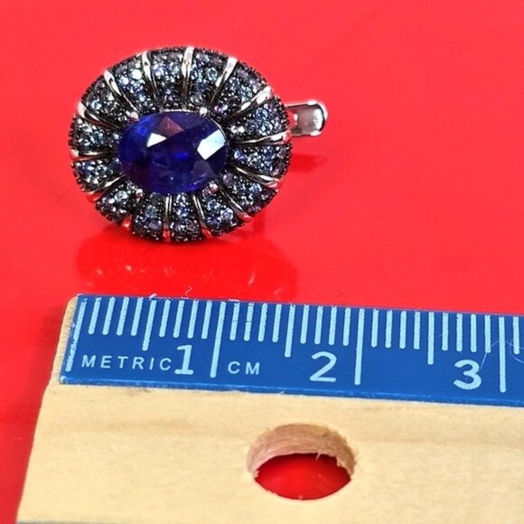 925 Sterling Silver Earrings with Natural Sapphire Gemstones - Picture 3 of 7